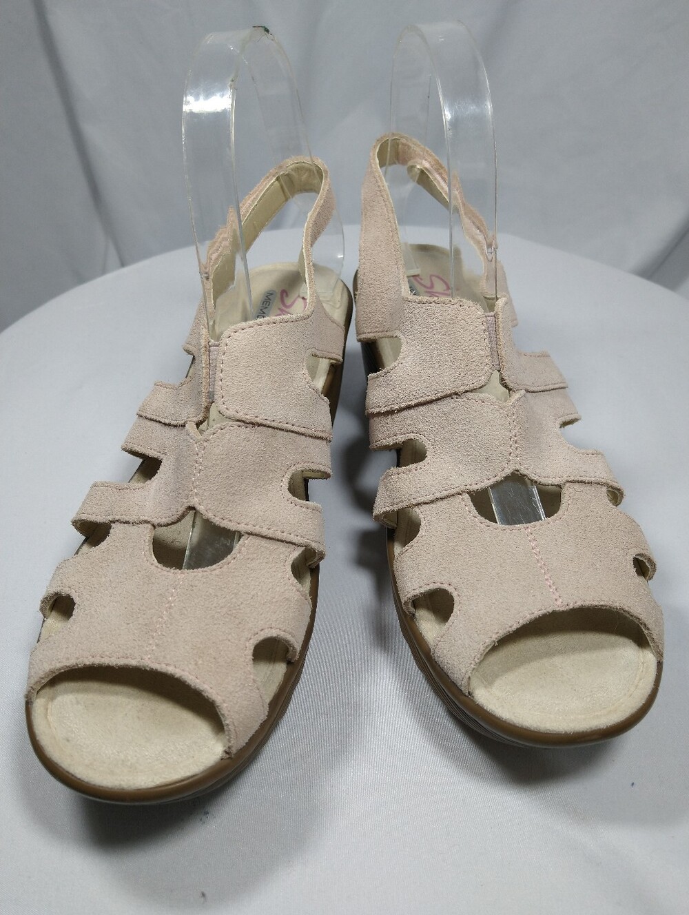 Skechers Women’s Beige Suede Cutout Slingback Sandals